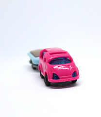 Isolated Pink Car With Trailer