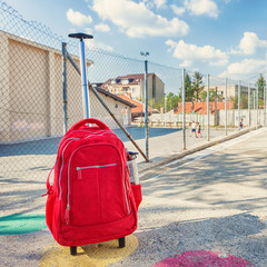 Weightless school luggage with handle and wheels