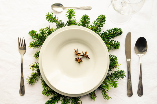 Festive Christmas and New Year table setting
