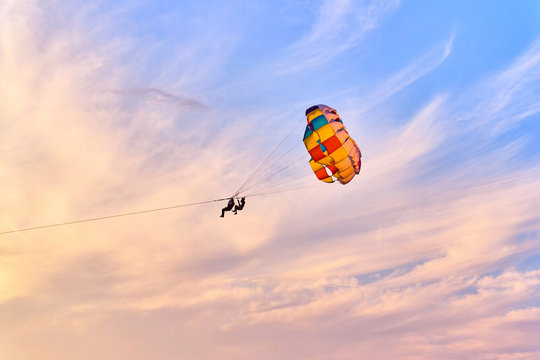 Parasailing at sunset