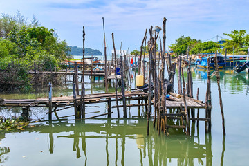 Fototapeta premium Fishing village on Langkawi island, Malaysia