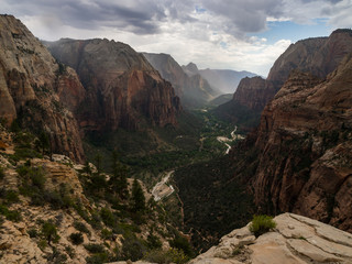 Valley View, Mountain Landscape, View from Angels Landing,  Zion National Park, Utah