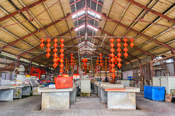 Food market in Georgetown city, Penang island, Malaysia