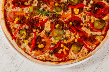 Pizza with minced meat