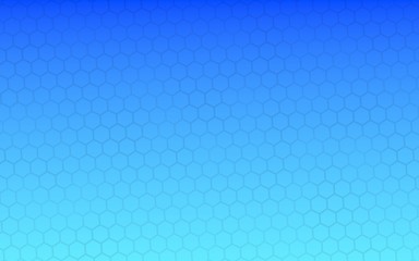 Translucent honeycomb on a gradient blue sky background. Perspective view on polygon look like honeycomb. Isometric geometry. 3D illustration