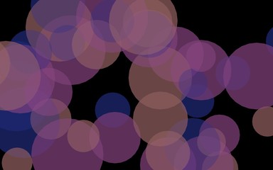 Multicolored translucent circles on a dark background. Gray tones. 3D illustration