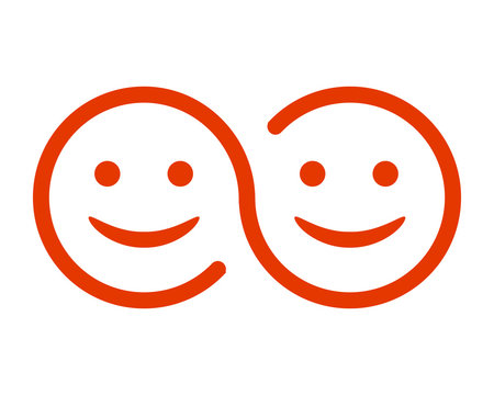 Two smiling faces icon - stock vector