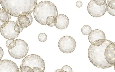 Ethereum economic financial bubble. Cryptocurrency 3D illustration. Business concept. Golden bubbles on a white background