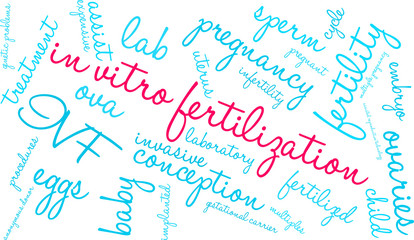 In Vitro Fertilization Word Cloud on a white background. 