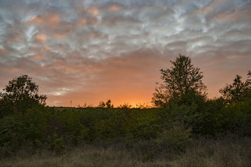 beautiful autumn sunset in nature 2018