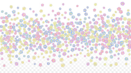 Vector Realistic Pink Petals Falling on Transparent Background.  Spring Romantic Flowers Illustration. Flying Petals. Sakura Spa Design. Blossom Confetti.