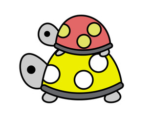 亀2匹模様(黄赤)