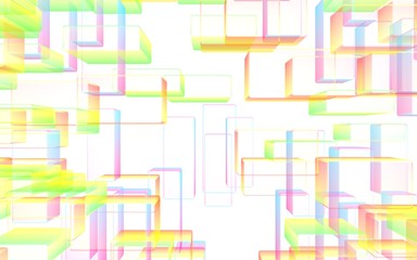 Colorful abstract digital and technology background. The pattern with repeating rectangles. 3D illustration
