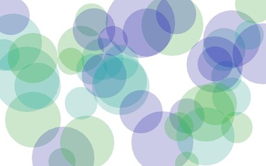Multicolored translucent circles on a white background. Green tones. 3D illustration