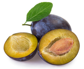 Fresh plum on white background