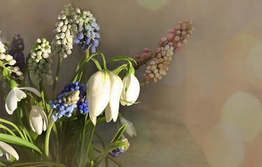 A beautiful still-life with wildflowers. Pastel colors, selective focus. The concept of a holiday. March 8, Mother's Day, World Environment Day. Selective focus, copy space.