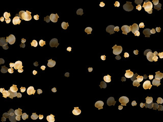 Gold seashells vector, golden pearl bivalved mollusks. 
