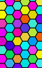 Honeycomb many color, multicolored. Isometric geometry. 3D illustration
