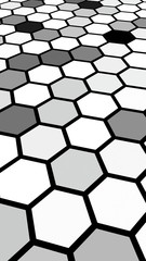Black honeycomb with a gradient color. Perspective view on polygon look like honeycomb. Isometric geometry. 3D illustration