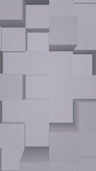 Abstract gray elegant cube geometric background. Chaotically advanced rectangular bars. 3D Rendering, 3D illustration