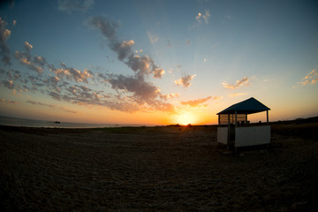Amazing view of clear sea landscape with cloudy sky as a background Sunset time.