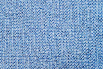close up blue wool knitting fabric texture background, stock photo image