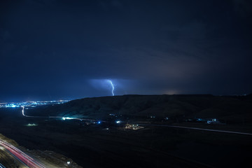 Summer storm bringing thunder, lightnings and rain.