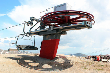 Bullwheel of a chairlift on Mount Erciyes in central Anatolia, Turkey