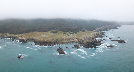 Aerial View of Beautiful Sonoma Coastline in Northern California