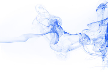 blue smoke movement on white background