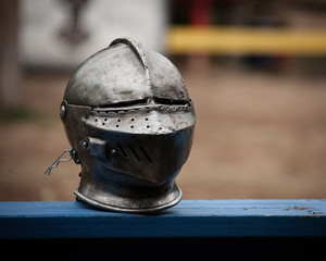 Jousting Helmet on Arena Fence - Texas Faire