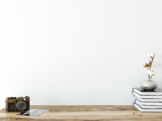 mock up wall interior. Scandinavian style. Wall art. 3d rendering, 3d illustration	