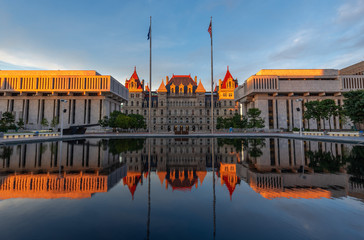 New York State Capitol building at Sunset, Albany, NY, USA