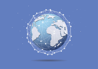 Global network connection. World map point and line composition concept of global business. Vector Illustration