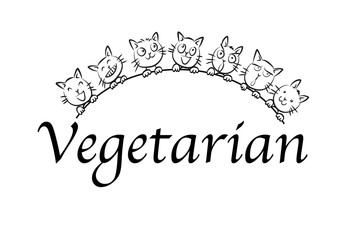 vegetables icon vector drawing cats