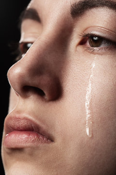 young woman crying