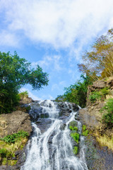 Waterfall around stones and forest at Khao Yai National Park - Nakhon Nayok Province, Thailand. For travel, landscape.