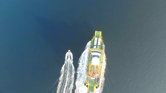 Large RoRo (Roll on/off) vessel cruising the Mediterranean sea