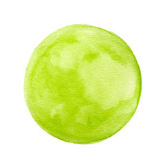 Illustration art design background, Green circle shape watercolor painting textured on white paper isolated on white background