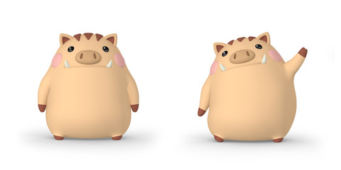 いのしし　ポーズセット　年賀状素材