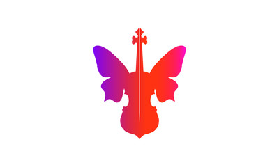 violin logo concept. violin with butterfly wings logo concept