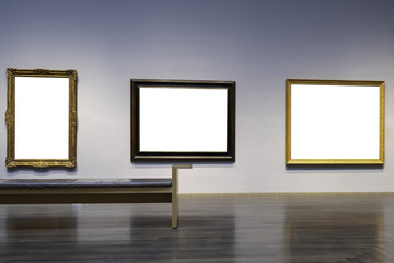 Blank Ornated Museum Art  Frames Isolated White Canvas