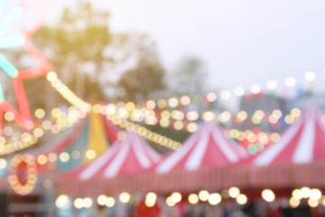 Blurred Background of Weekend Market Festival with Colorful Light Decoration
