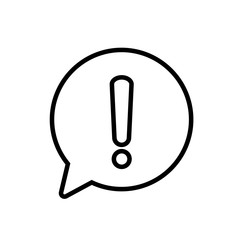 Hazard warning attention sign with exclamation mark symbol in a speech bubble icon vector illustration