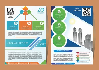 Vector Business brochure, flyers design template, company profile, magazine, poster, annual report, book & booklet cover, with green wavy line, and cityscape vector in background elements, size a4.
