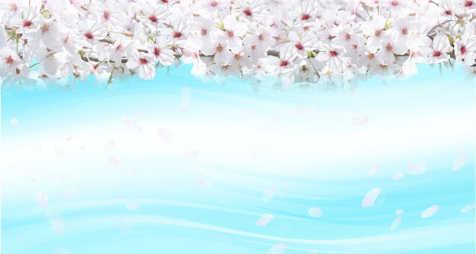 桜の背景（薄いピンクとブルーのイメージ）
