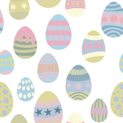 Happy colorful seamless pattern made of decorated easter eggs