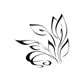 ornament 331. leafy ornament in black lines on white background