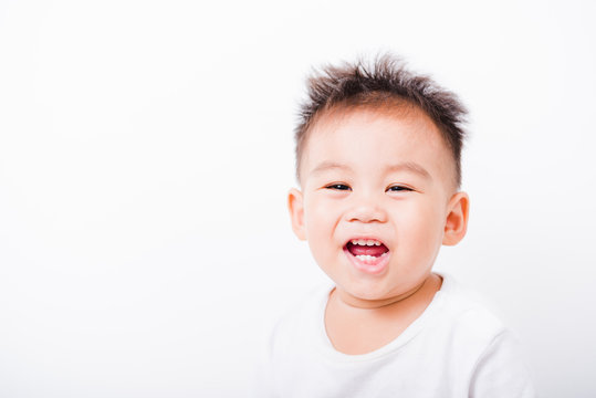 Asian portrait happy child boys 1 year 6 months smiling
