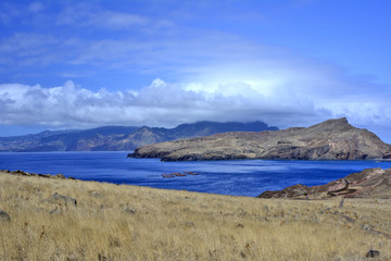 Fototapeta na wymiar Views on trail to Ponta do Sao Lourenco peninsula, the eastern part of Madeira Island, Portugal 